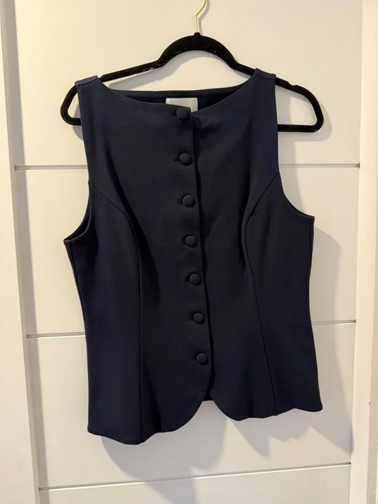 Wilfred Navy Sleeveless Button-Front Shell - Picture 1 of 4